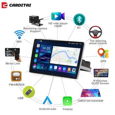 9インチ 2Kスクリーン 2DINカーラジオ Android 10 OS と Carplay/Android Auto 互換性