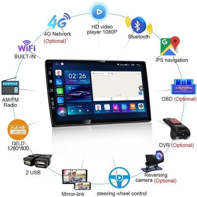 9インチカーDVDプレーヤー アンドロイドナビ 6 128 GB 4G Wifi GPS Dsp Rds AM ダブルディンカーラジオ